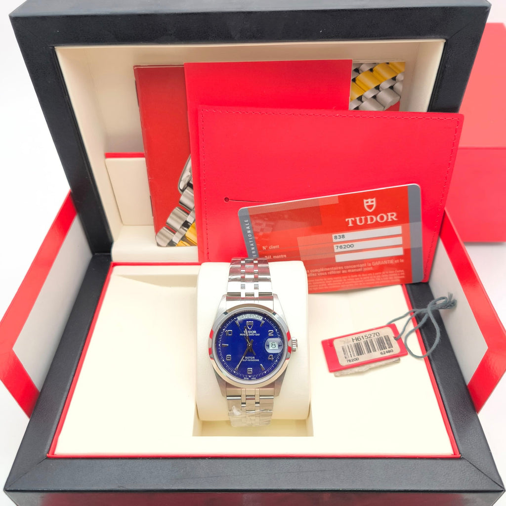 Tudor Prince Date-Day 76200 Blue Dial | Full Set